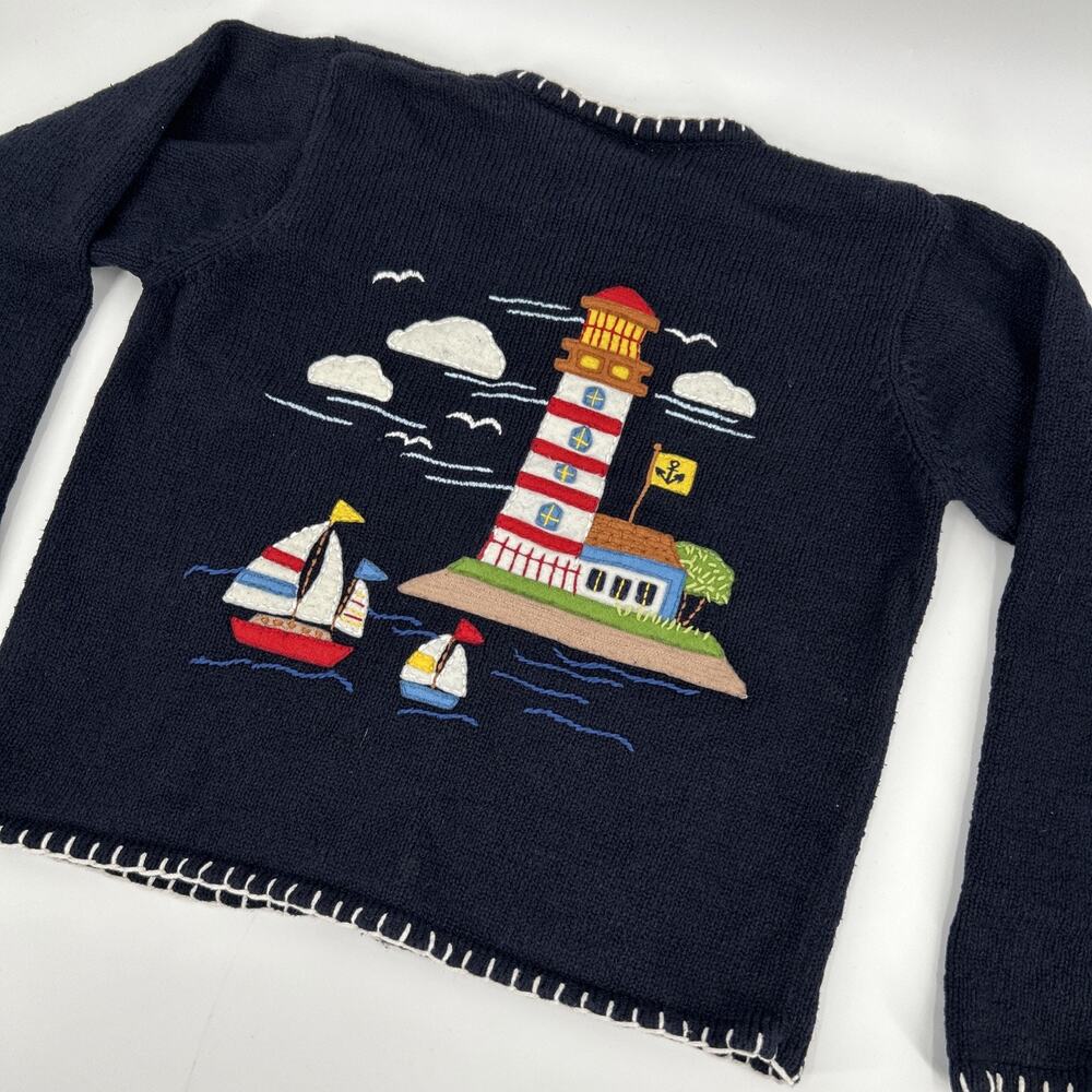 Vintage Marisa Christina Cardigan Womens Size PS Nautical Lighthouse Sailing 90s